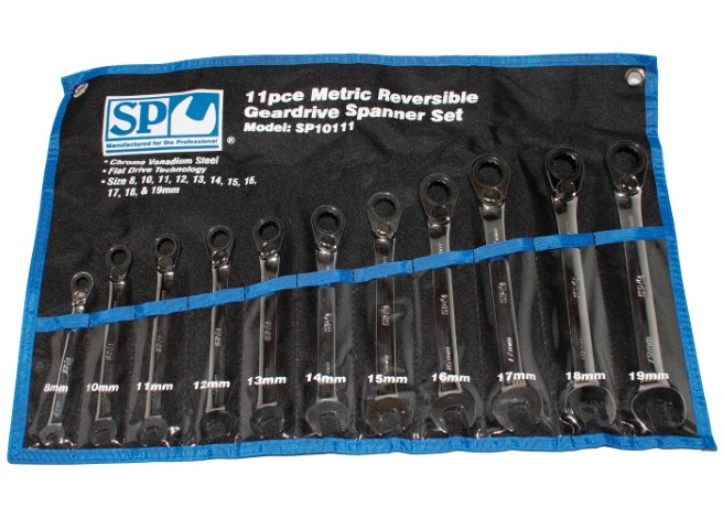 SP - SPANNER SET REVERSIBLE GEARDRIVE METRIC 11PC 